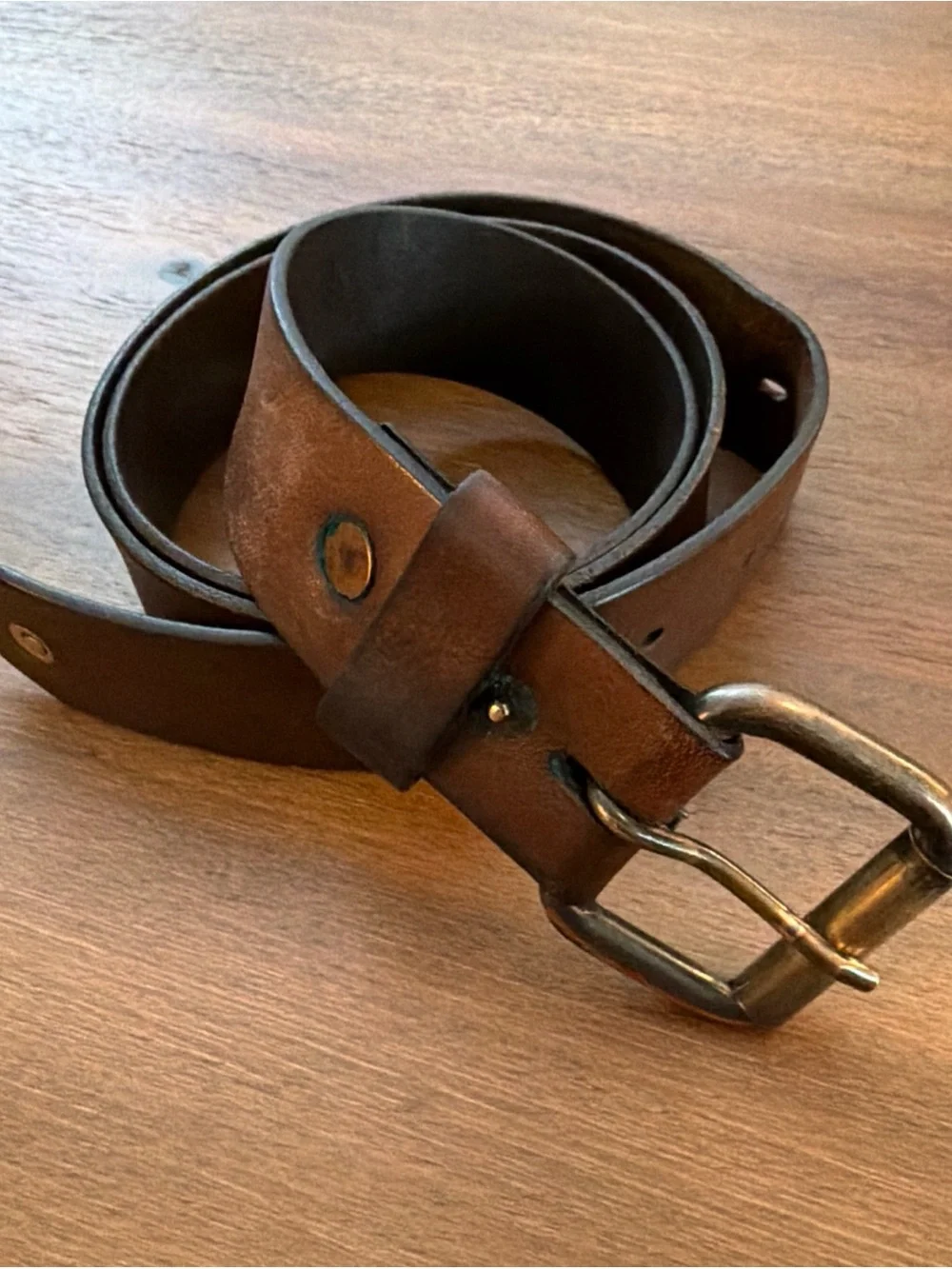 AEO American Eagle Brown Leather Belt Men’s Size 34-36 Brass Tone Buckle